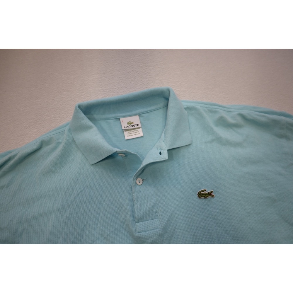 Lacoste Polo Shirt Men Size 7 XL Light Blue Short Sleeve Pique Cotton Excellent - Picture 6 of 12